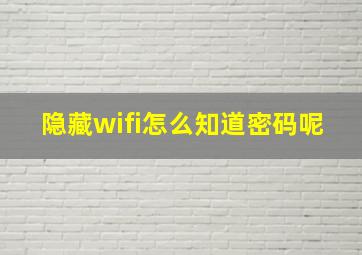 隐藏wifi怎么知道密码呢