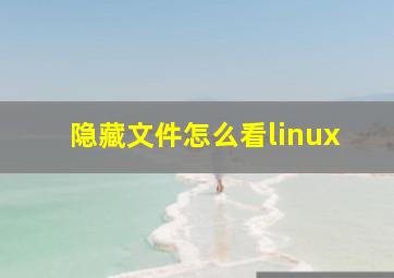 隐藏文件怎么看linux