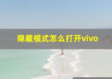 隐藏模式怎么打开vivo