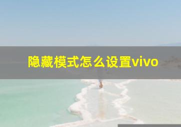 隐藏模式怎么设置vivo