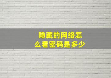 隐藏的网络怎么看密码是多少