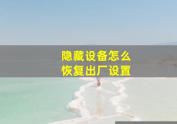 隐藏设备怎么恢复出厂设置