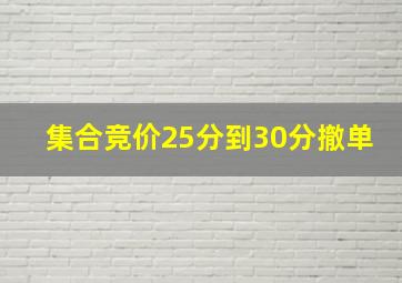 集合竞价25分到30分撤单