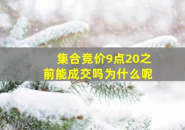 集合竞价9点20之前能成交吗为什么呢