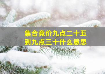 集合竞价九点二十五到九点三十什么意思