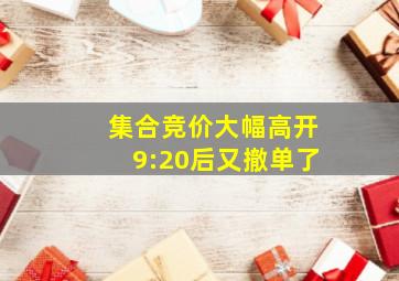 集合竞价大幅高开9:20后又撤单了