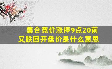 集合竞价涨停9点20前又跌回开盘价是什么意思