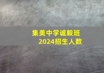 集美中学诚毅班2024招生人数