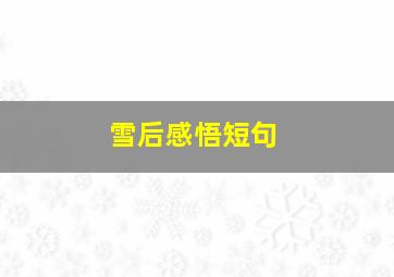 雪后感悟短句