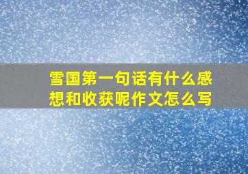 雪国第一句话有什么感想和收获呢作文怎么写