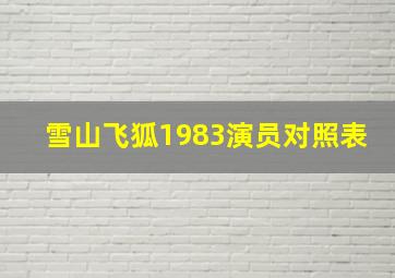 雪山飞狐1983演员对照表