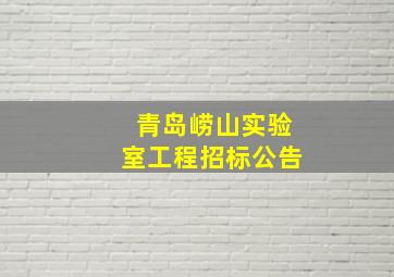 青岛崂山实验室工程招标公告