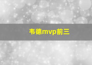 韦德mvp前三