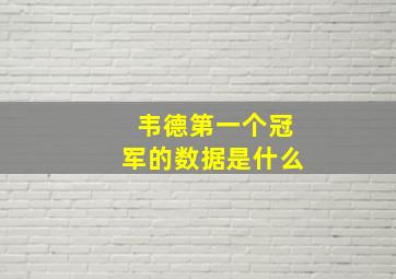 韦德第一个冠军的数据是什么