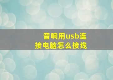 音响用usb连接电脑怎么接线