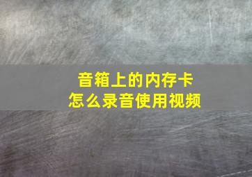 音箱上的内存卡怎么录音使用视频