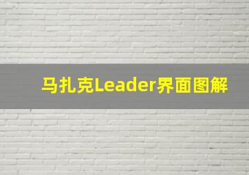 马扎克Leader界面图解