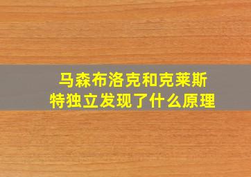 马森布洛克和克莱斯特独立发现了什么原理