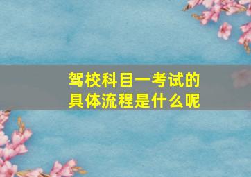 驾校科目一考试的具体流程是什么呢