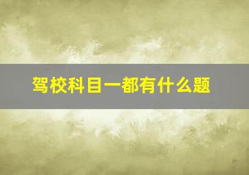 驾校科目一都有什么题