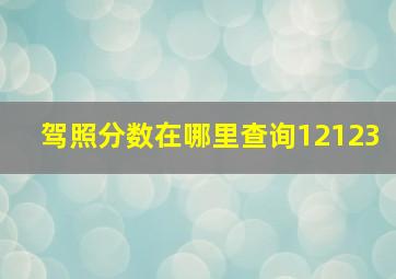 驾照分数在哪里查询12123