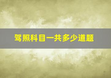 驾照科目一共多少道题