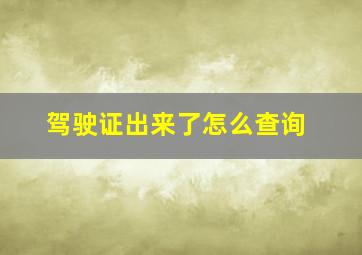 驾驶证出来了怎么查询