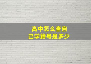 高中怎么查自己学籍号是多少