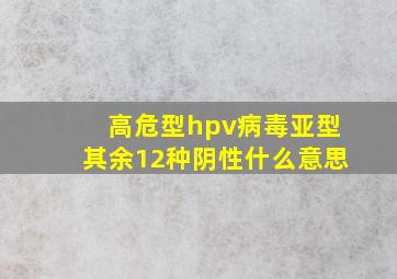 高危型hpv病毒亚型其余12种阴性什么意思