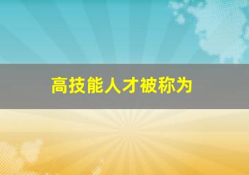 高技能人才被称为