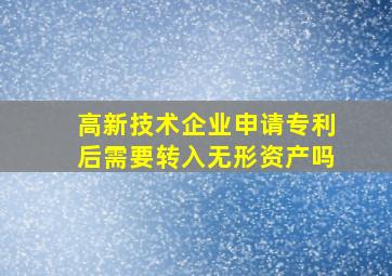 高新技术企业申请专利后需要转入无形资产吗