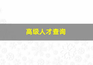 高级人才查询