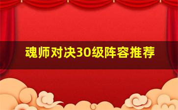 魂师对决30级阵容推荐