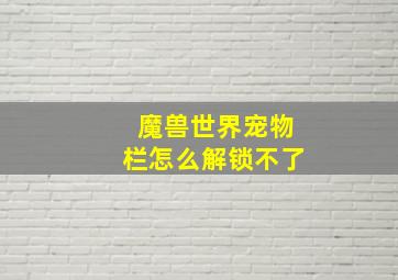 魔兽世界宠物栏怎么解锁不了