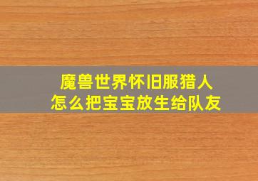 魔兽世界怀旧服猎人怎么把宝宝放生给队友