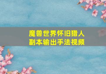 魔兽世界怀旧猎人副本输出手法视频