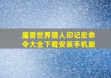 魔兽世界猎人印记宏命令大全下载安装手机版