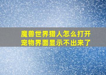 魔兽世界猎人怎么打开宠物界面显示不出来了