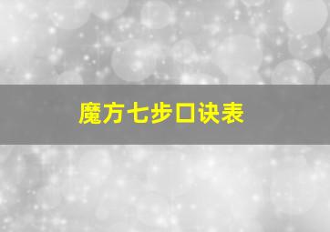 魔方七步口诀表