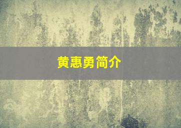 黄惠勇简介