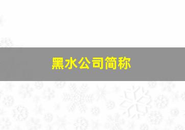 黑水公司简称