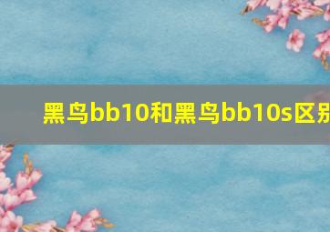 黑鸟bb10和黑鸟bb10s区别