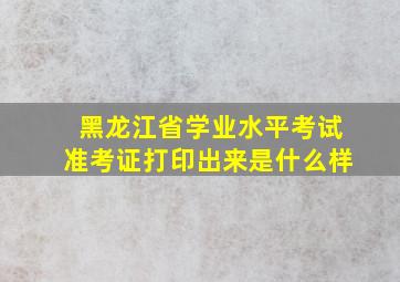 黑龙江省学业水平考试准考证打印出来是什么样