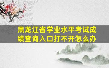 黑龙江省学业水平考试成绩查询入口打不开怎么办